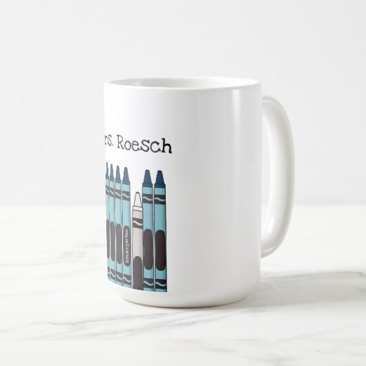 Aquamarine Crayon Personalisiert Teacher Tasse (VorderseiteRechts)