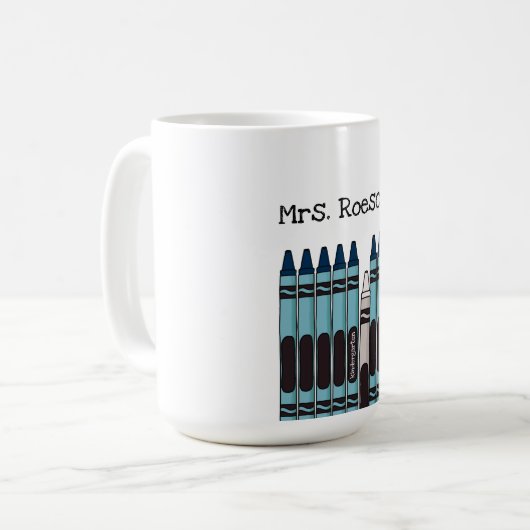 Aquamarine Crayon Personalisiert Teacher Tasse (Vorderseite Links)