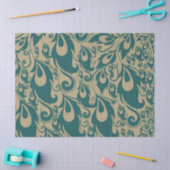 Aquamarine Cream Peacock Feathers Seidenpapier (Basteln)