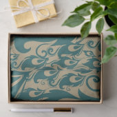 Aquamarine Cream Peacock Feathers Seidenpapier (Geschenk)