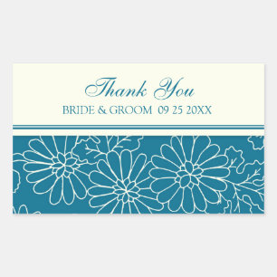 Aquamarine Creme Danke Gastgeschenk Hochzeit Tags Rechteckiger Aufkleber