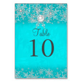 Aquamarine Crystal Pearl Snowflake Tischnummer Car (Vorderseite)