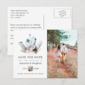 Aquamarine Crystal Wedding Save the Date Postkarte (Vorne/Hinten)