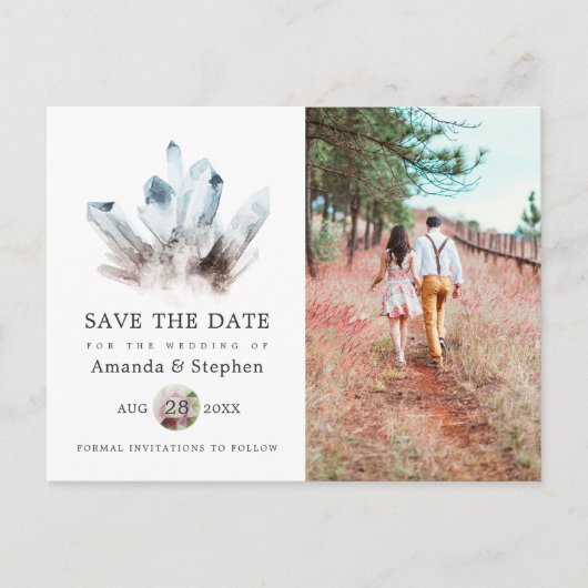 Aquamarine Crystal Wedding Save the Date Postkarte (Vorderseite)