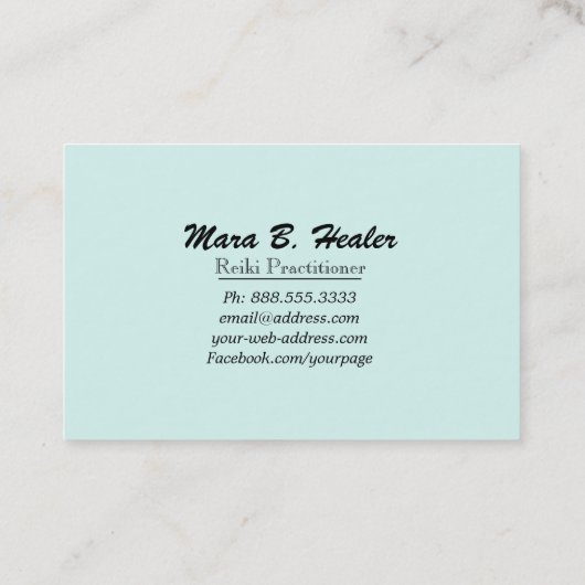 *~* aquamarine cyan-blaue heilende Energie-Hand Visitenkarte (Rückseite)