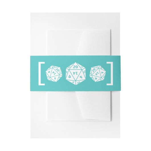Aquamarine D20-Würfel-Bands Einladungsbanderole (Vorderseite Beispiel)