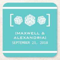 Aquamarine D20-Würfel-Untersetzer