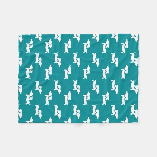 Aquamarine Dackel Design Fleece Blanket (Vorderseite (Horizontal))