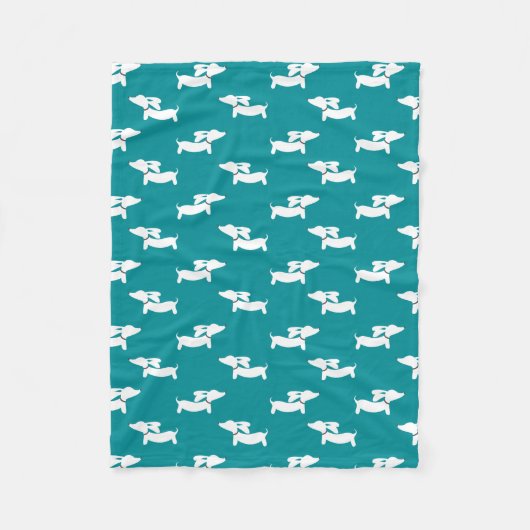 Aquamarine Dackel Design Fleece Blanket (Vorderseite)