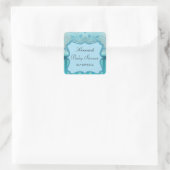 Aquamarine Damask Baby DuschSquare Aufkleber (Tasche)