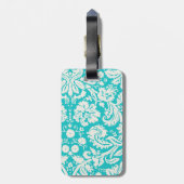 Aquamarine Damask Billiards Gepäckanhänger (Rückseite vertikal)