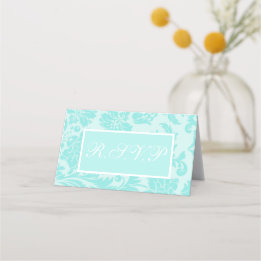 Aquamarine Damask r.s.v.p-Karte Platzkarte