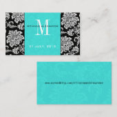 Aquamarine Damask Wedding Website Visitenkarte Begleitkarte (Vorne/Hinten)