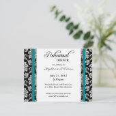 Aquamarine Damaskus Probe Dinner Card Einladung (Stehend Vorderseite)