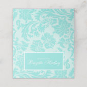 Aquamarine Damast-Platzkarte Platzkarte (Außenseite Aufgefaltet)