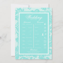 Aquamarine Damast-Route Einladung