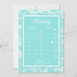 Aquamarine Damast-Route Einladung