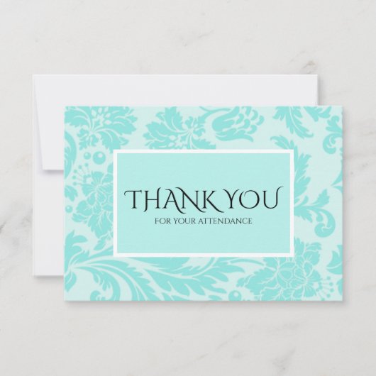 Aquamarine Damastehe Dankeschön Karte (Vorderseite)