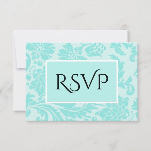 Aquamarine Damastehe Dankeschön Karte (Vorderseite)