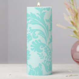 Aquamarine Damastensäule Stumpenkerze