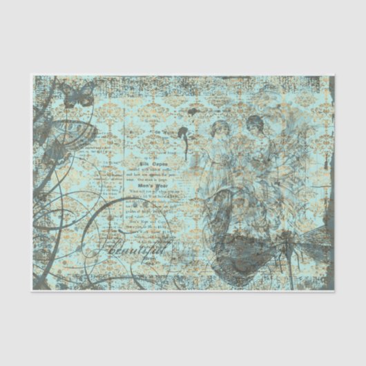 Aquamarine Damendecoupe Seidenpapier (Vorderseite)