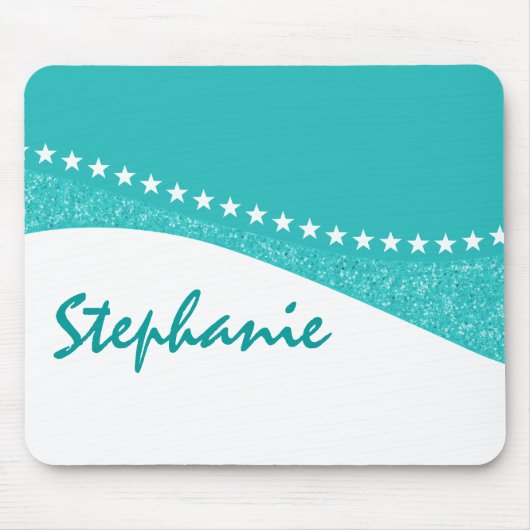 Aquamarine Dazzling Star Curves Mousepad (Vorne)