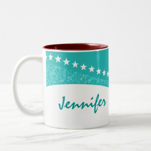 Aquamarine Dazzling Star Curves Tasse