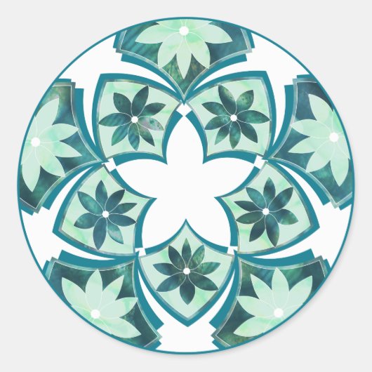 Aquamarine Decorative Floral Tiles Sticker (Vorderseite)