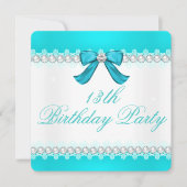 Aquamarine Diamantenmädchen 13. Geburtstagsparty Einladung (Vorderseite)