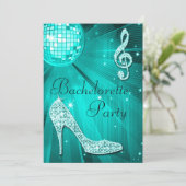 Aquamarine Diskothek - Heels Bachelorette Einladung (Stehend Vorderseite)