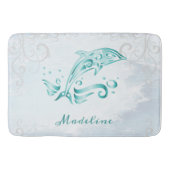 Aquamarine Dolphin Personalisiert Bath Mat Badematte (Vorderseite)