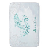 Aquamarine Dolphin Personalisiert Bath Mat Badematte (Vorderseite Vertikal)