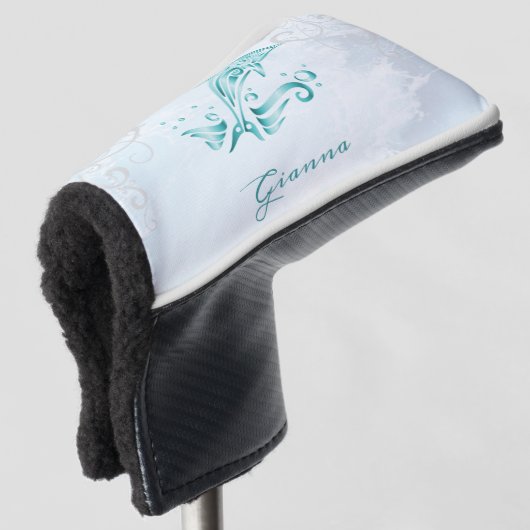 Aquamarine Dolphin Personalisierter Golf Head Cove Golf Headcover (3/4 Vorderseite)