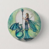 Aquamarine Dragon Faiered Fantasy Kunst, Dichtung  Button (Vorderseite)