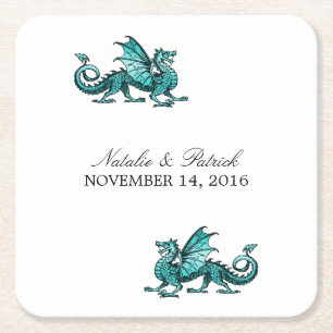 Aquamarine Dragon Wedding Paper Untersetzer