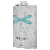 Aquamarine Dragonfly-Damask-Flasche Flachmann (Links)