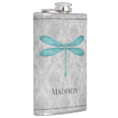 Aquamarine Dragonfly-Damask-Flasche Flachmann (Rechts)