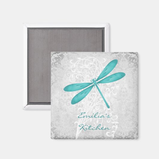 Aquamarine Dragonfly Personalisiert Magnet (Vorderseite/Rückseite)