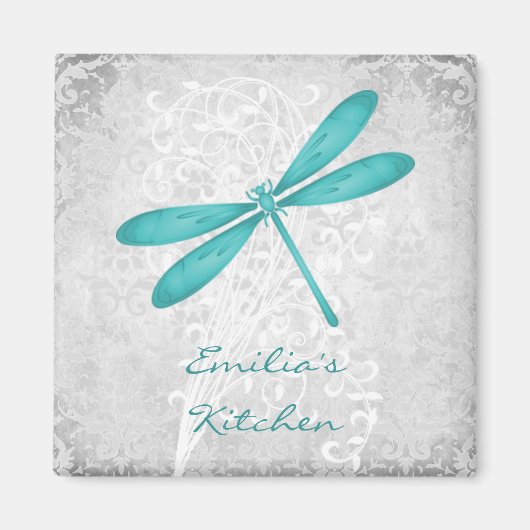 Aquamarine Dragonfly Personalisiert Magnet (Vorne)
