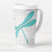 Aquamarine Dragonfly Personalisierte Latte-Tasse Milchtasse (Rechte Ecke)