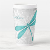 Aquamarine Dragonfly Personalisierte Latte-Tasse Milchtasse (Vorderseite)