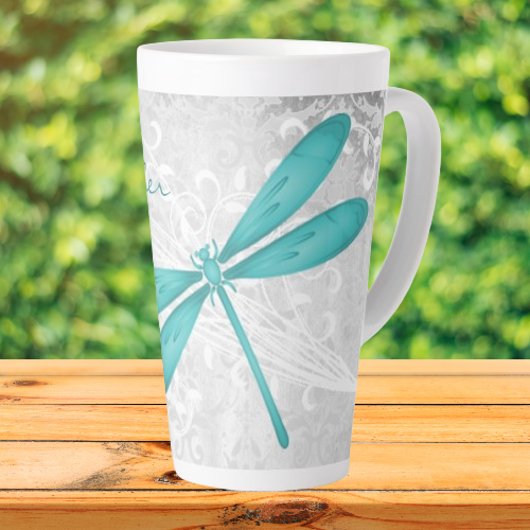 Aquamarine Dragonfly Personalisierte Latte-Tasse Milchtasse
