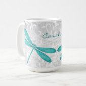 Aquamarine Dragonfly Personalisierter Kaffee Tasse (Vorderseite Links)