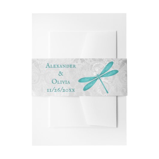 Aquamarine Dragonfly Wedding Invite Bly Band (Vorderseite Beispiel)