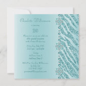 Aquamarine Druckjuwelen u. Zebra-Glitzer-20. Einladung (Rückseite)