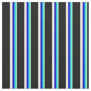 Aquamarine, Dunkeltürkis, Blau, Weiß und Schwarz Stoff