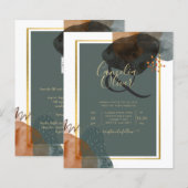 Aquamarine EARTH TONES WEDING INVITE QR Code (Vorne/Hinten)