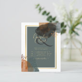 Aquamarine EARTH TONES WEDING INVITE QR Code (Stehend Vorderseite)