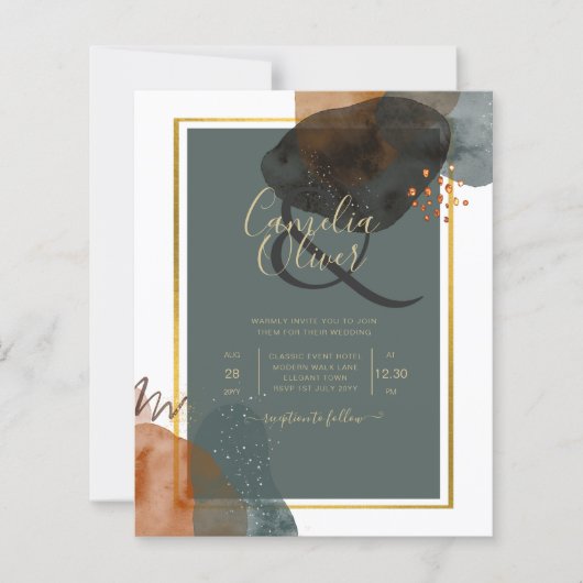 Aquamarine EARTH TONES WEDING INVITE QR Code (Vorderseite)