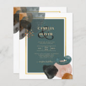 Aquamarine EARTH TONES WEDING INVITE QR Code (Vorne/Hinten)